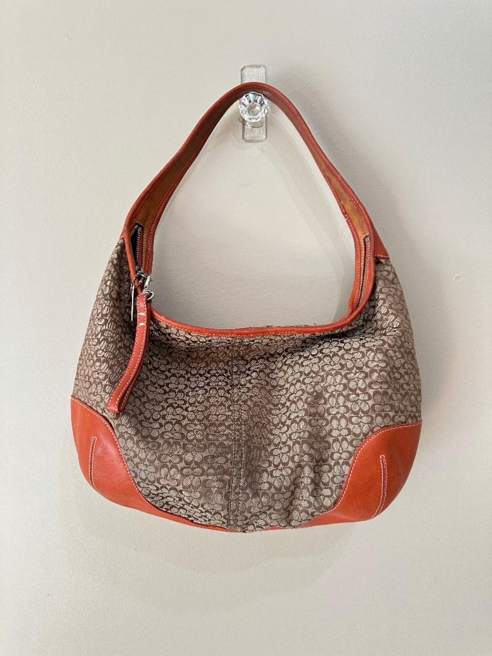 Vintage Coach Brown and Orange Signature C Ergo Hobo Shoulder Bag Y2K 6618